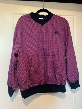 Undefeated Pink & Navy Check Crewneck windbreaker pullover sweater jacket